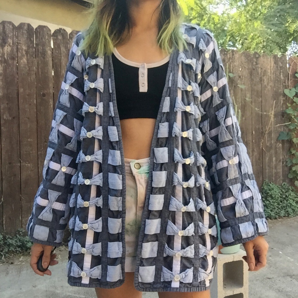 Nepal coat light blue button ribbons W/ Pockets!